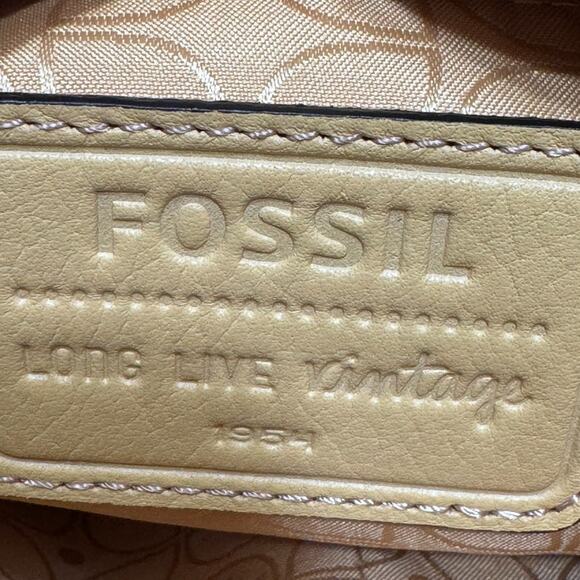 Fossil Hanover Leather Pebbled Crossbody Bag Butter Yellow Zipper Bag Purse Y2K - Picture 2 of 16